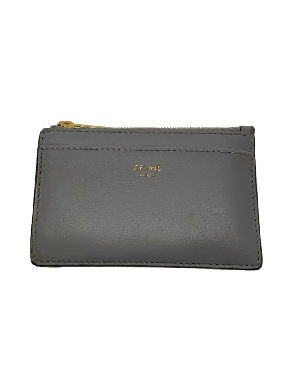 Celine Zipped Card Leather Gray